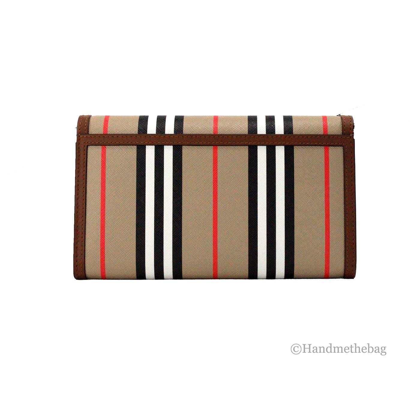 Burberry Hannah Icon Stripe Archive Tan E-Canvas Leather Wallet Crossbody Bag - Image 3