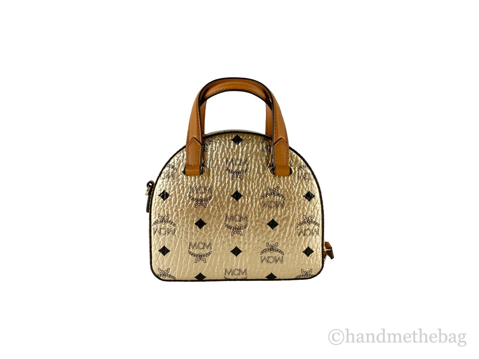 MCM Half Moon Mini Round Top Tote Crossbody Bag - Image 3