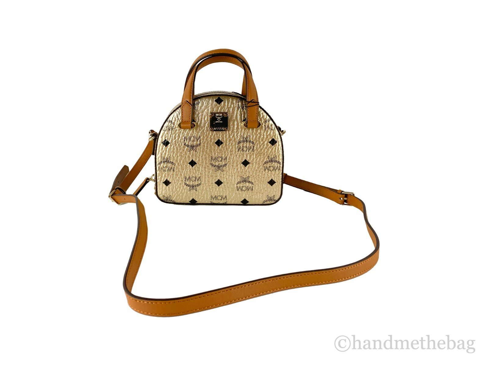 MCM Half Moon Mini Round Top Tote Crossbody Bag - Image 4