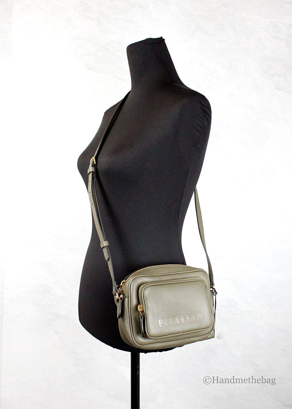 Burberry Small Branded Dark Fern Green Grainy Leather Camera Crossbody Bag - Image 2