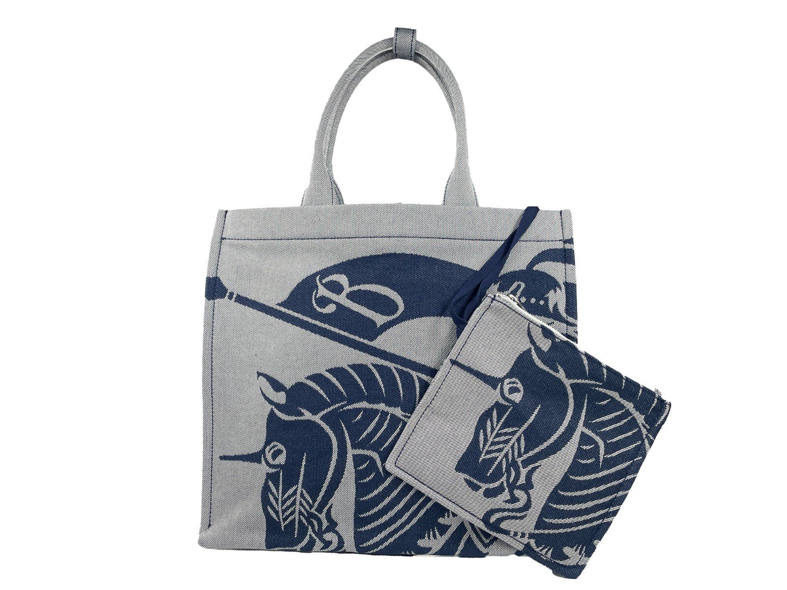 Burberry Navy EKD Canvas Tote Bag With Coin Pouch - Image 2