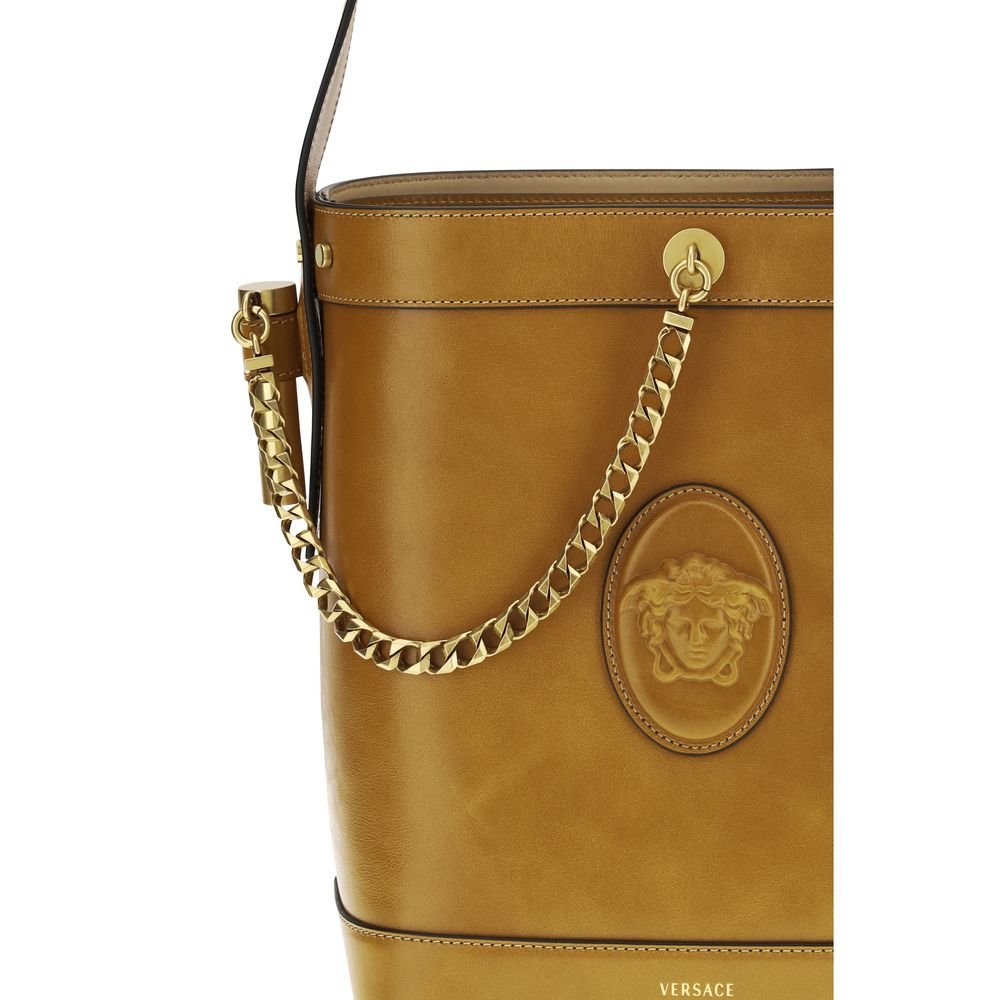 Versace Brown Calf Leather Bos Taurus Backet Bag - Image 4