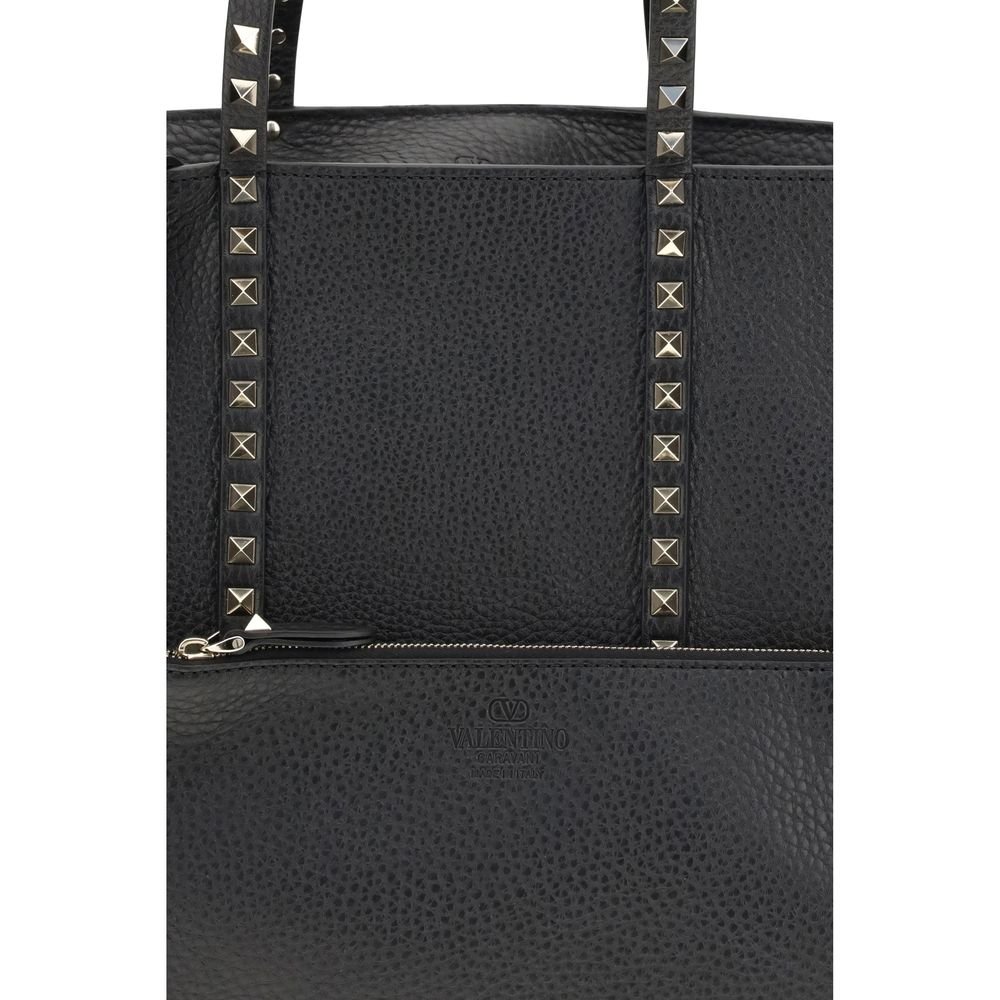 Valentino Garavani Black Calf Leather Bos Taurus Shoulder Bag - Image 4