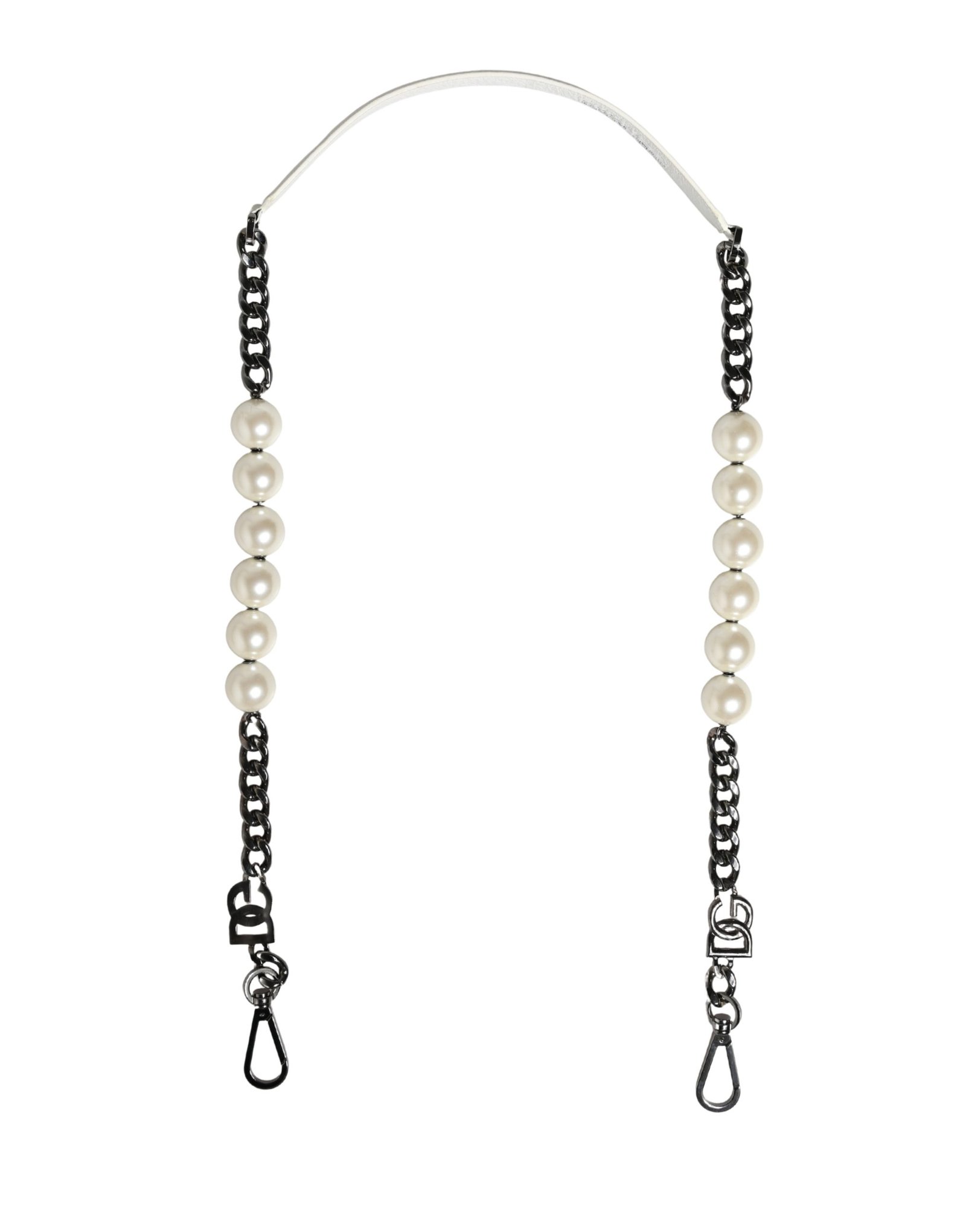 Dolce & Gabbana White Leather Silver Chain Bag Accessory Shoulder Strap - Image 3