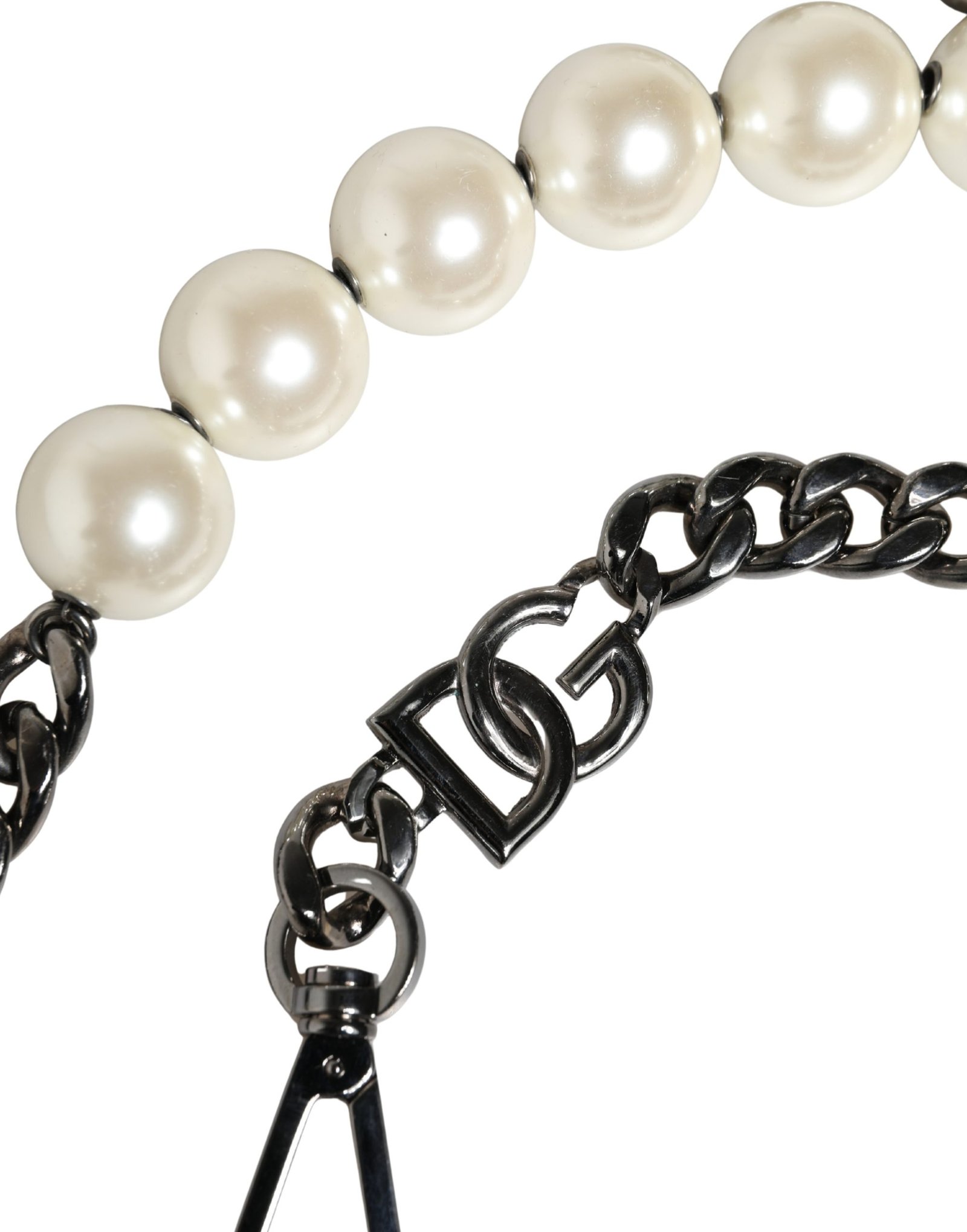 Dolce & Gabbana White Leather Silver Chain Bag Accessory Shoulder Strap - Image 4
