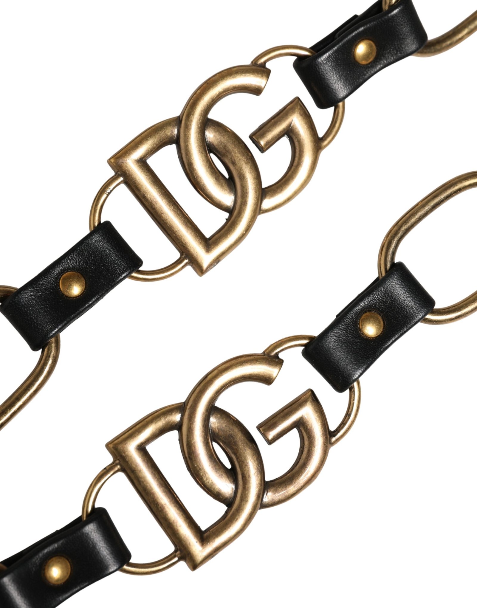 Dolce & Gabbana Black Leather Gold Chain Bag Accessory Shoulder Strap - Image 4