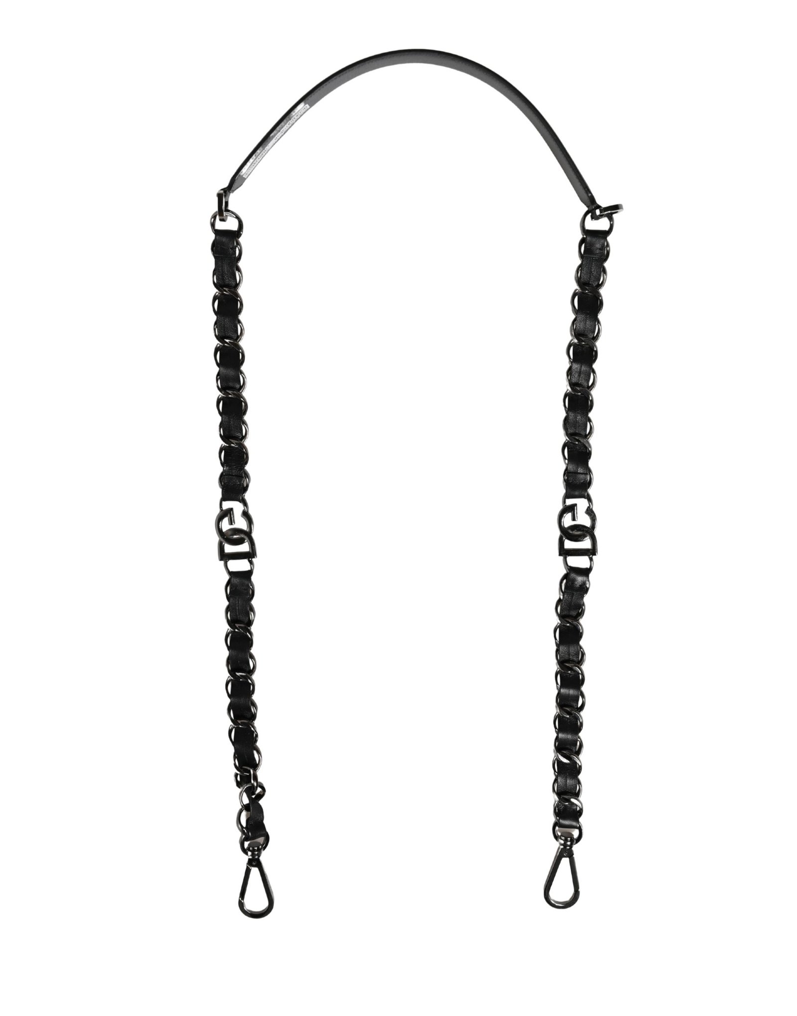 Dolce & Gabbana Black Leather Silver Chain Bag Accessory Shoulder Strap - Image 2