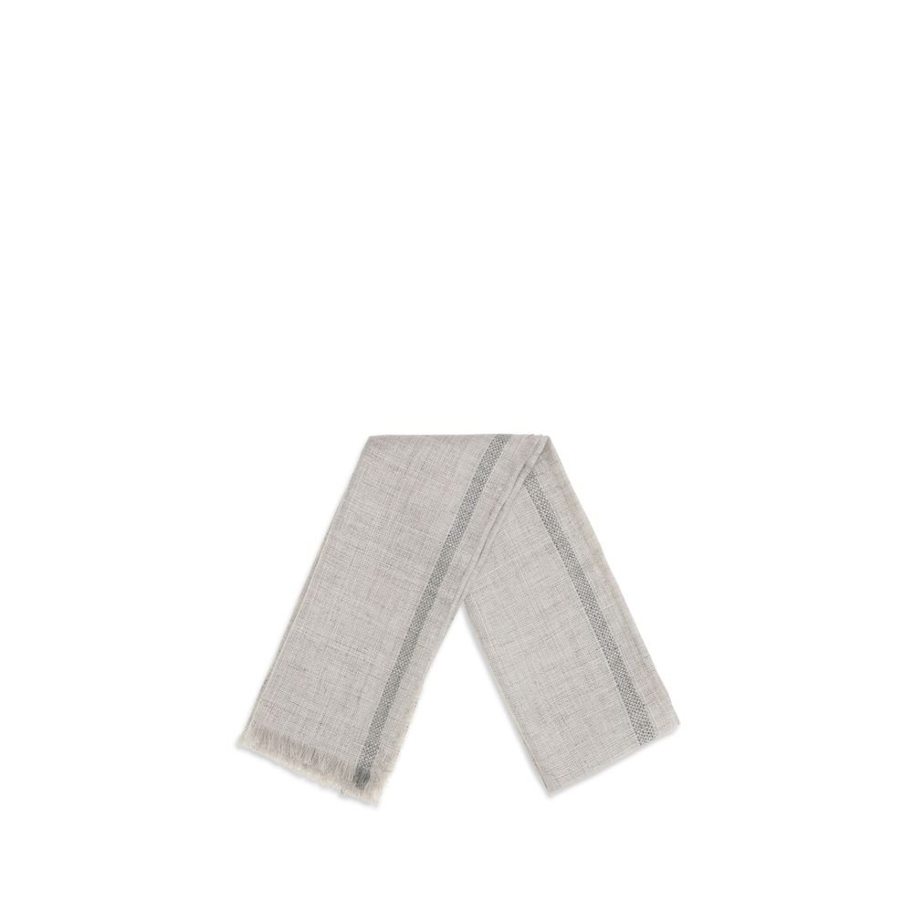 Brunello Cucinelli Gray Linen Scarf - Image 2