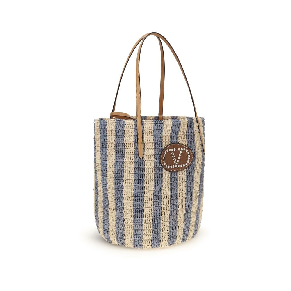 Valentino Garavani Multicolor Raffia Backet Bag - Image 2