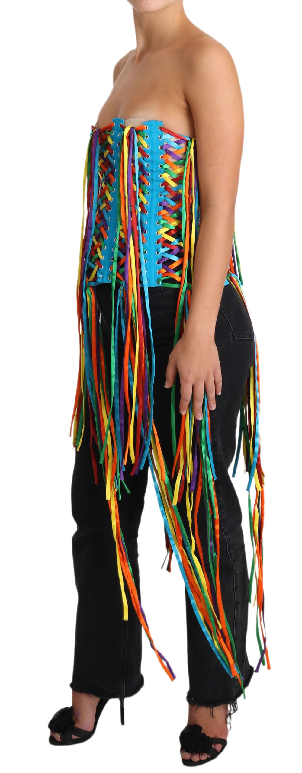 Dolce & Gabbana Multicolor Strings Bustier Polyester Corset Top - Image 3
