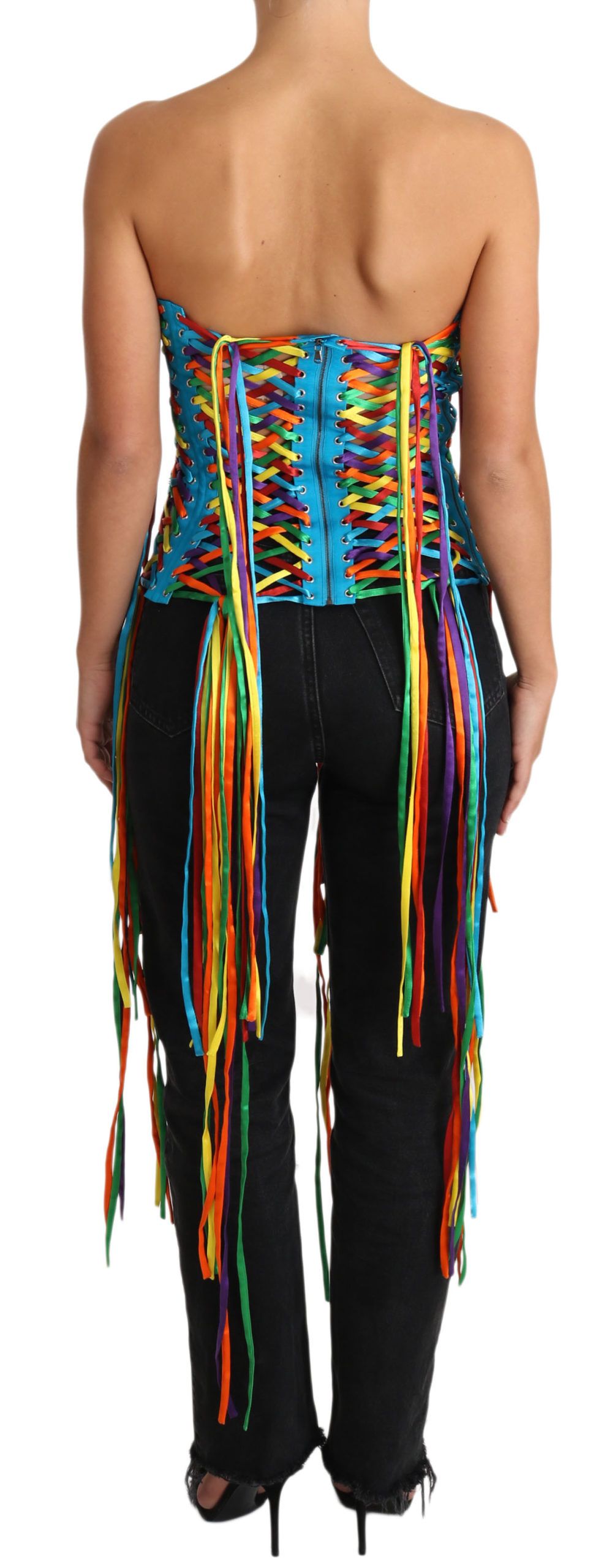 Dolce & Gabbana Multicolor Strings Bustier Polyester Corset Top - Image 4