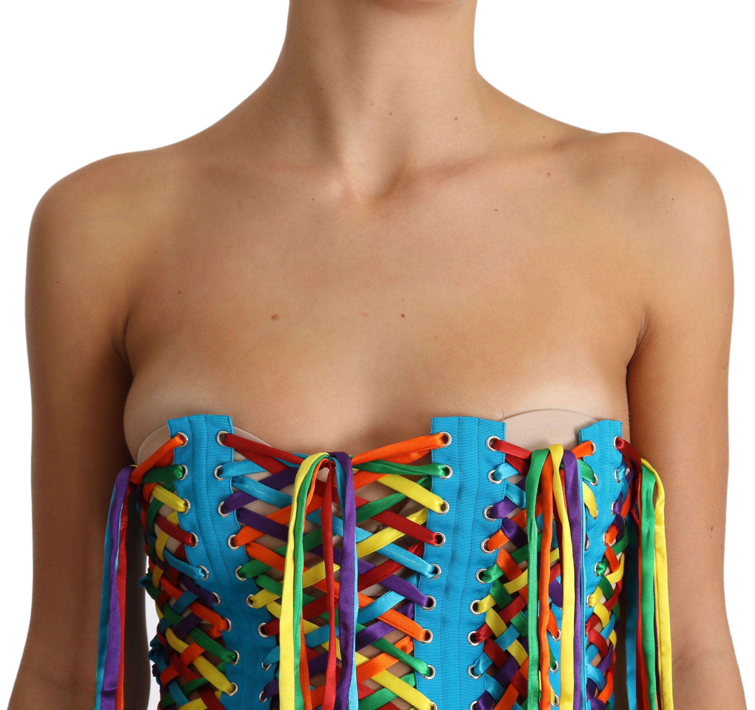 Dolce & Gabbana Multicolor Strings Bustier Polyester Corset Top - Image 5