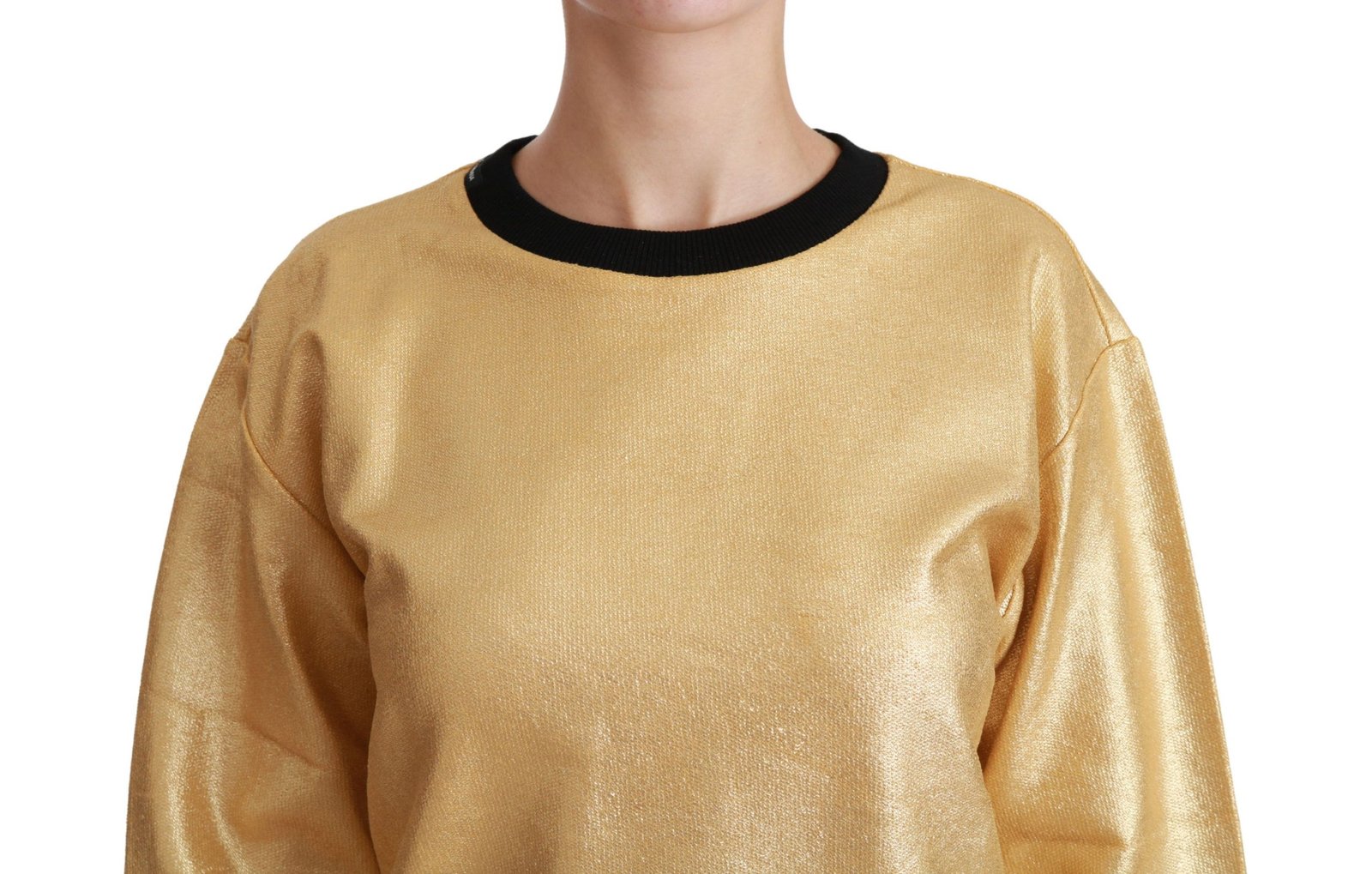 Dolce & Gabbana Gold Cotton Crewneck Pullover Sweater - Image 5