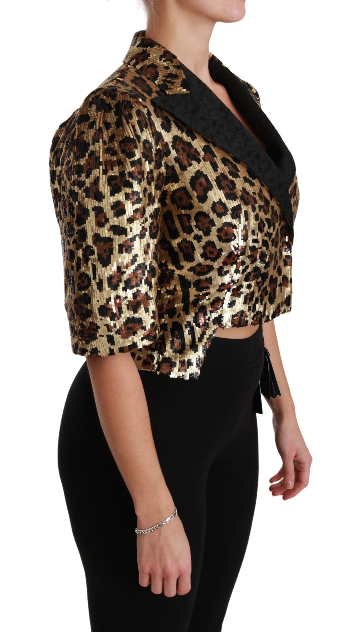 Dolce & Gabbana Blazer Gold Leopard Sequined Jacket - Image 2