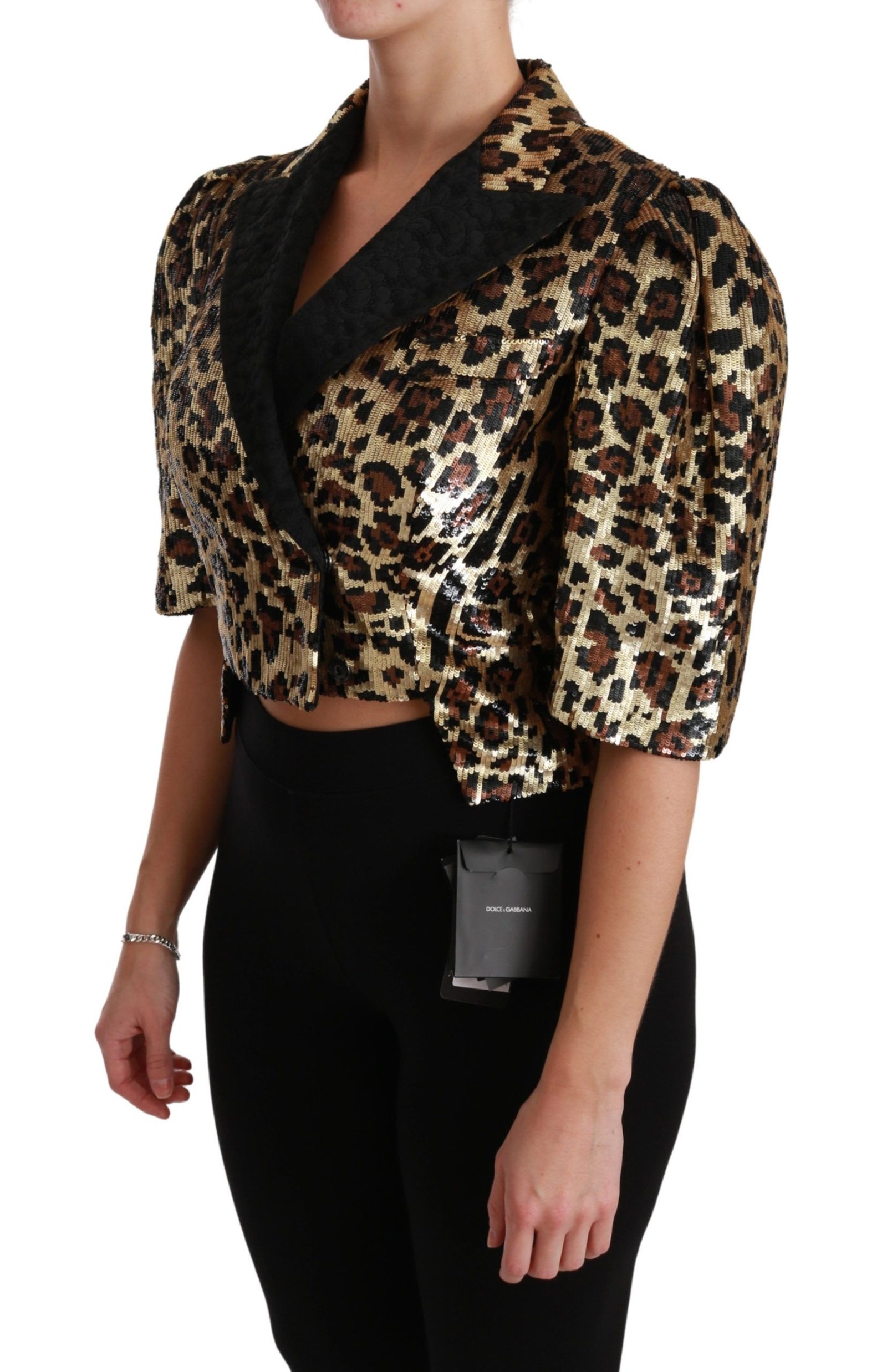 Dolce & Gabbana Blazer Gold Leopard Sequined Jacket - Image 3