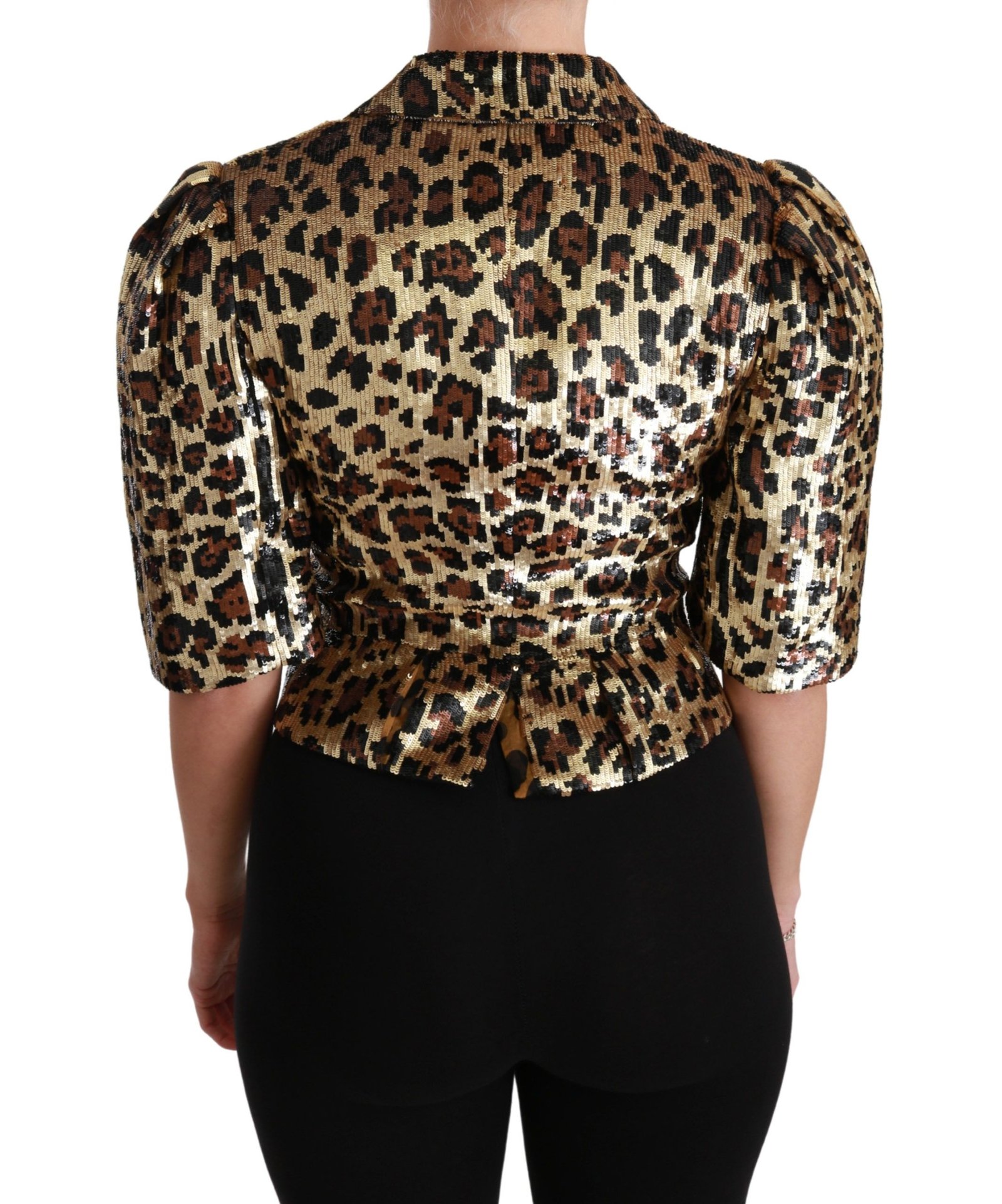 Dolce & Gabbana Blazer Gold Leopard Sequined Jacket - Image 4