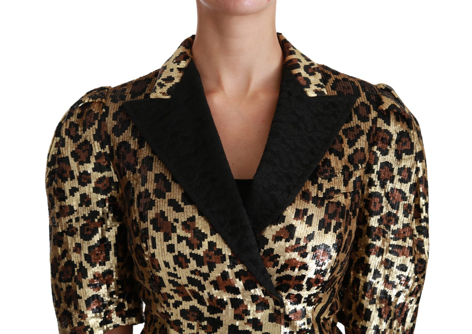 Dolce & Gabbana Blazer Gold Leopard Sequined Jacket - Image 5