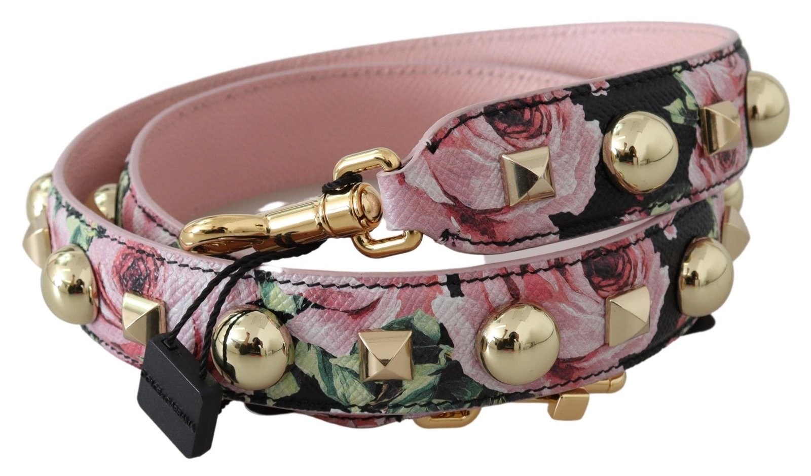 Dolce & Gabbana Pink Floral Gold Studs Bag Accessory Shoulder Strap - Image 2