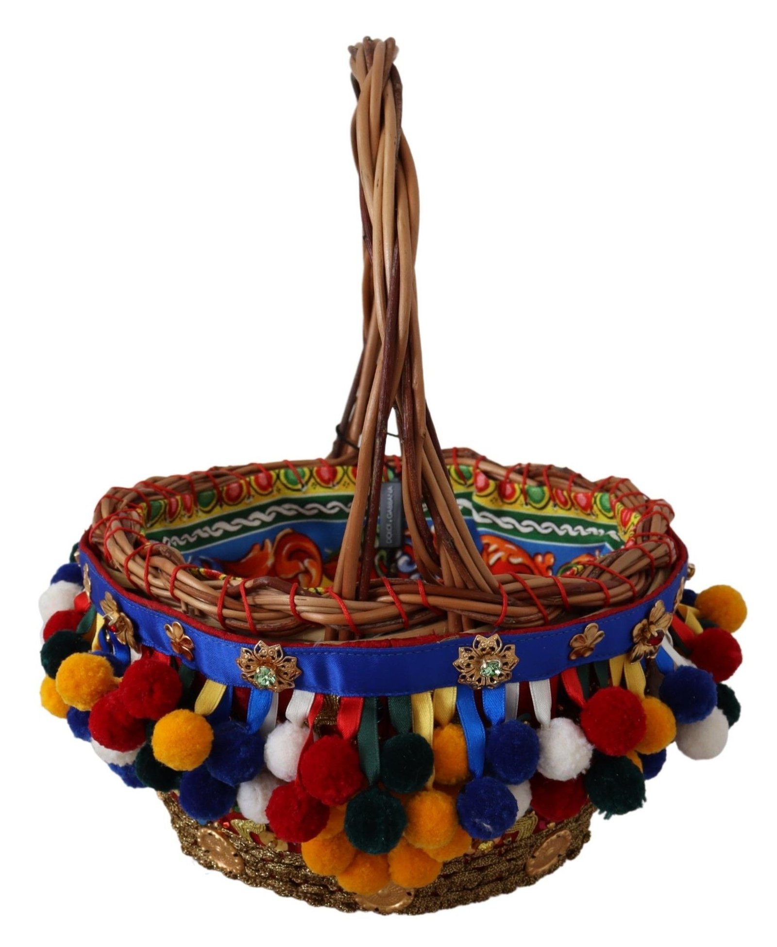 Dolce & Gabbana Multicolor Cotton Embellished Agnese Basket Tote Bag - Image 2