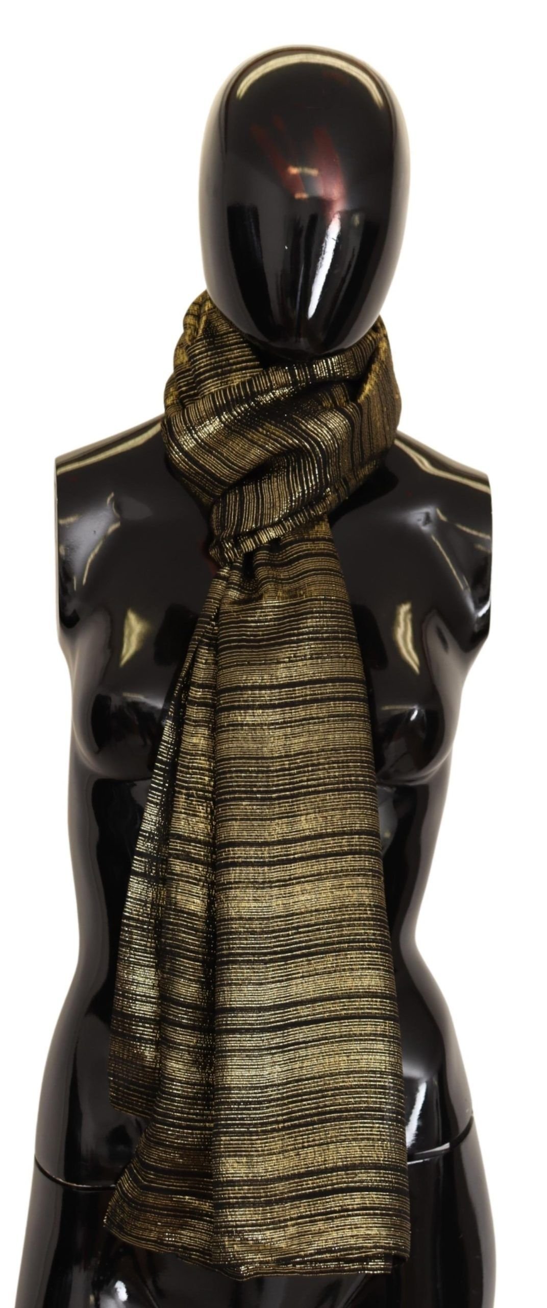 Dolce & Gabbana Metallic Gold Silk Stretch Shawl Wrap Scarf - Image 5