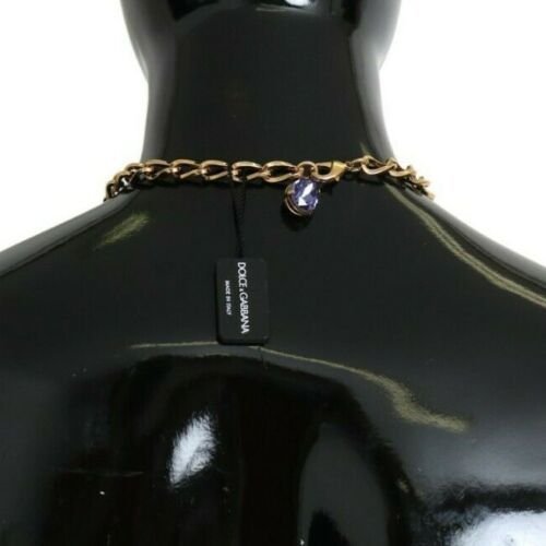 Dolce & Gabbana Pink Gold Brass Crystal Purple Pearl Pendants - Image 4