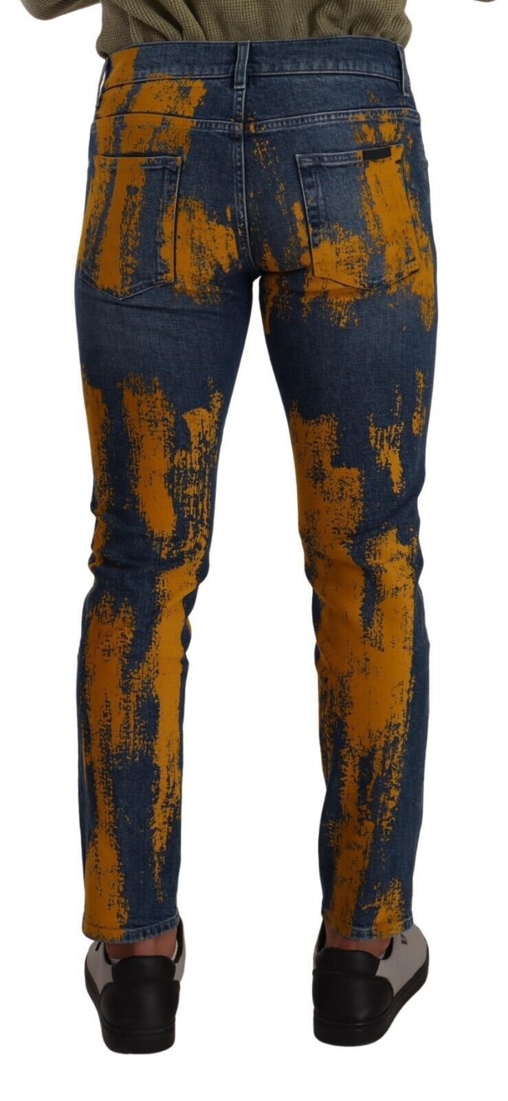 Dolce & Gabbana Blue Yellow Dye Cotton Skinny Men Denim Jeans - Image 2