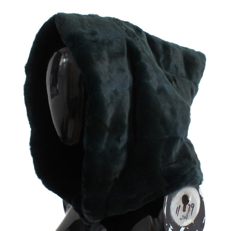 Dolce & Gabbana Green Weasel Fur Crochet Hood Scarf Hat - Image 3