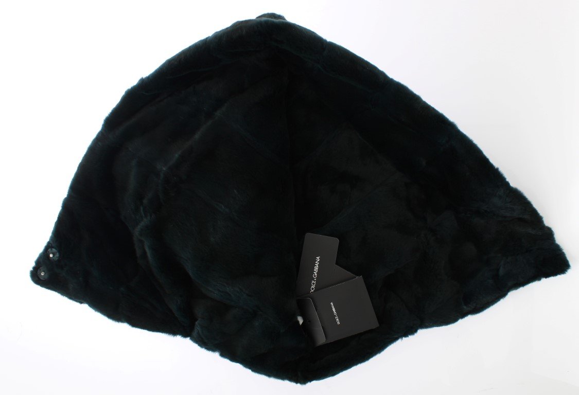 Dolce & Gabbana Green Weasel Fur Crochet Hood Scarf Hat - Image 6