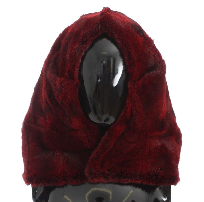 Dolce & Gabbana Bordeaux Hamster Fur Crochet Hood Scarf Hat - Image 2