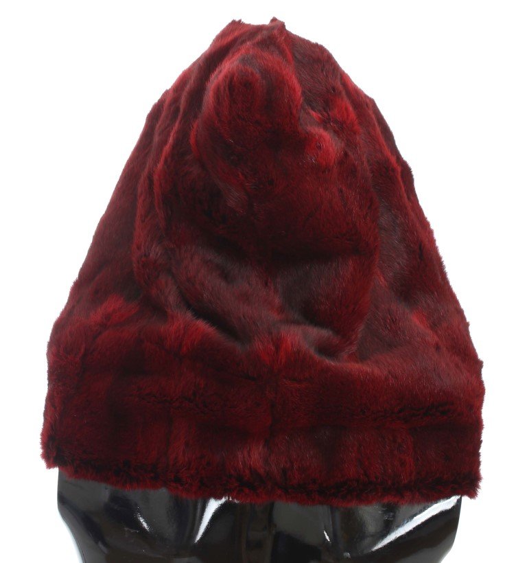 Dolce & Gabbana Bordeaux Hamster Fur Crochet Hood Scarf Hat - Image 3