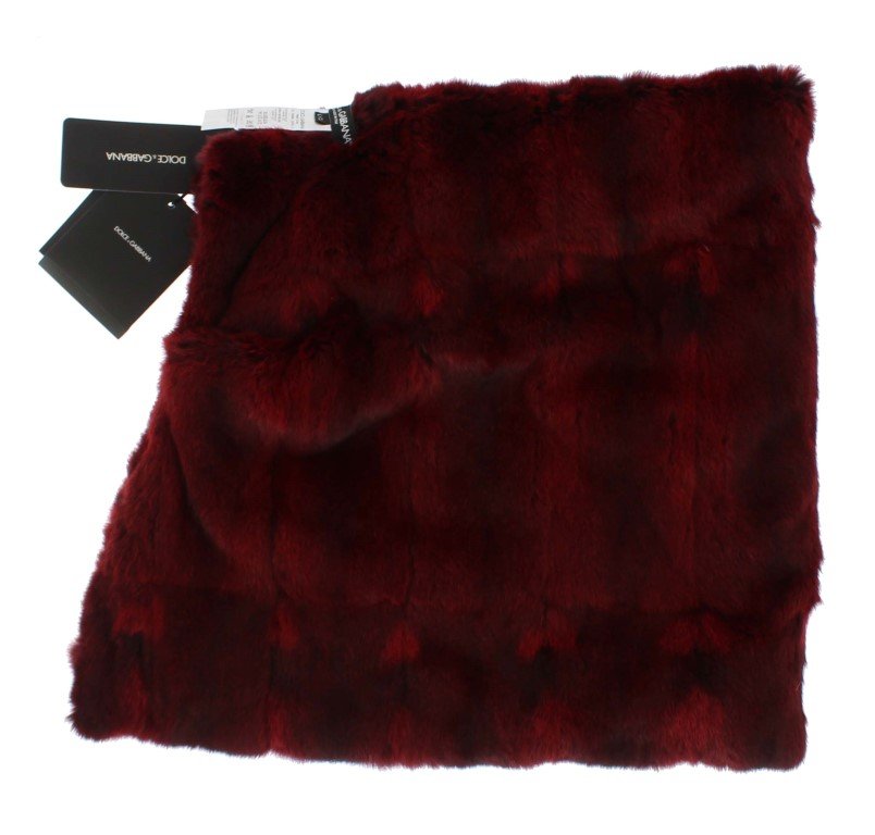 Dolce & Gabbana Bordeaux Hamster Fur Crochet Hood Scarf Hat - Image 5