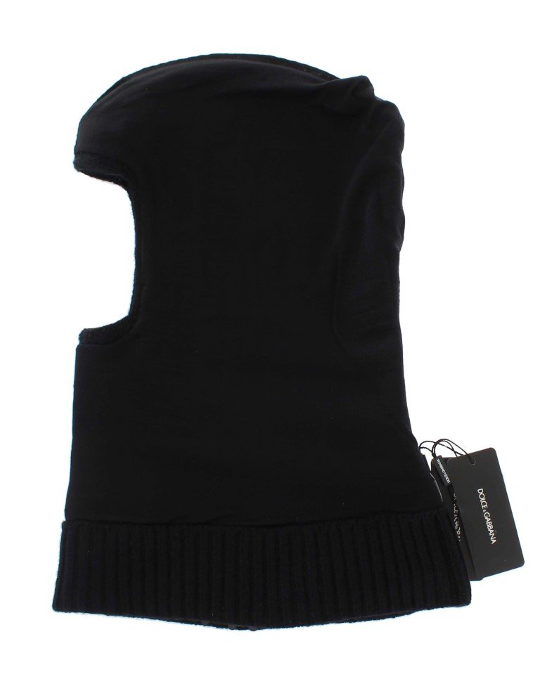 Dolce & Gabbana Black Knitted Sequin Hood Scarf Hat - Image 5