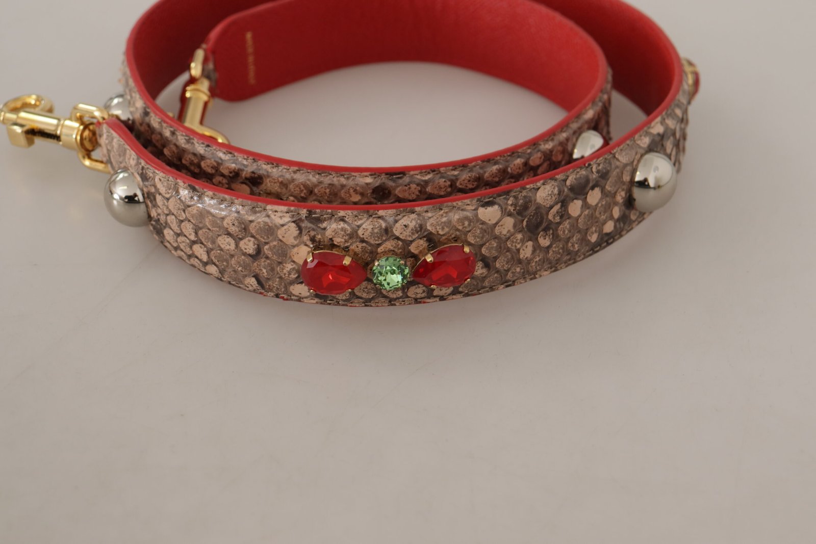 Dolce & Gabbana Brown Python Leather Crystals Shoulder Strap - Image 4