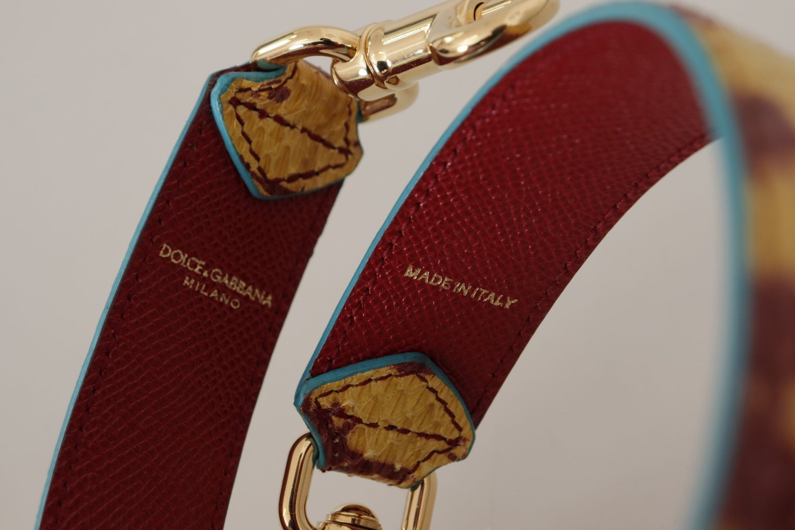 Dolce & Gabbana Yellow Red Leather Gold Tone Shoulder Strap - Image 2