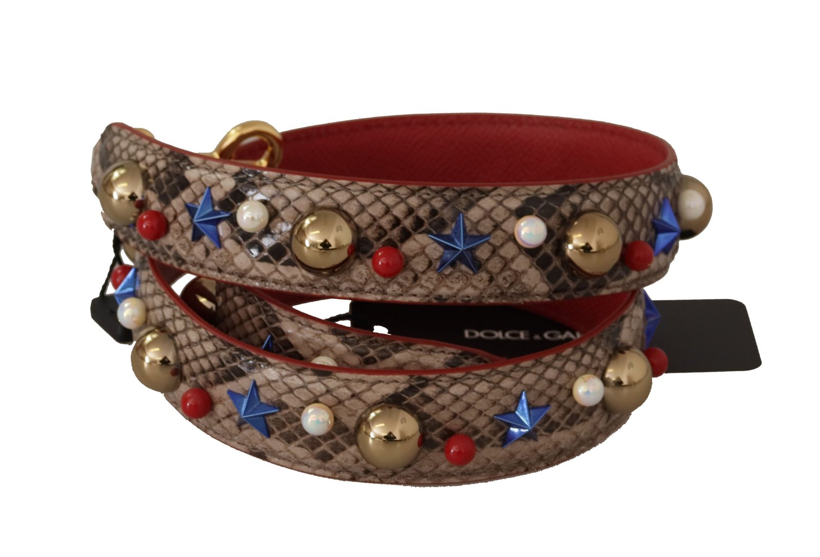 Dolce & Gabbana Brown Python Leather Studded Shoulder Strap - Image 2