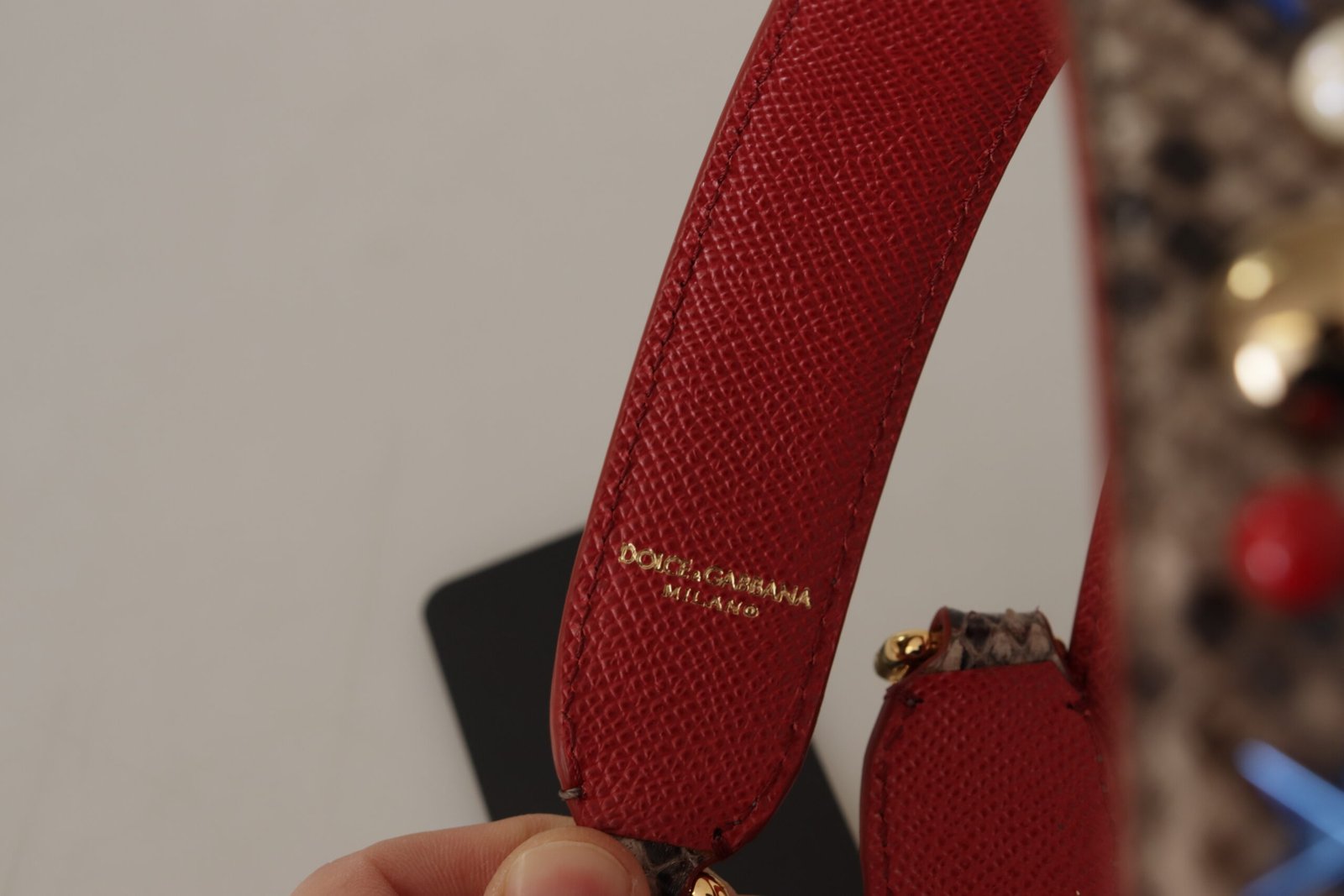 Dolce & Gabbana Brown Python Leather Studded Shoulder Strap - Image 4