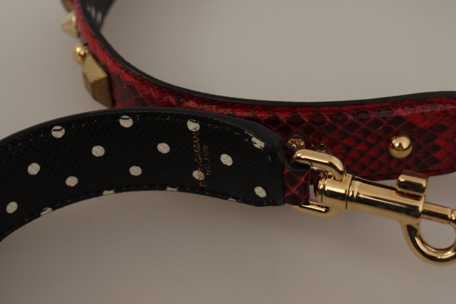 Dolce & Gabbana Red Python Leather Crystals Reversible Shoulder Strap - Image 4