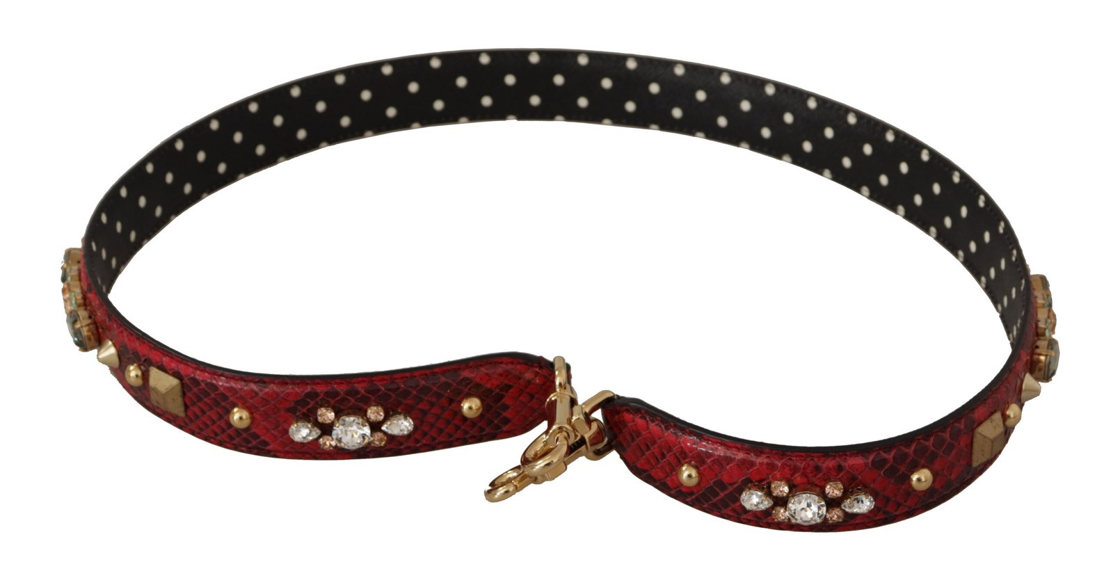 Dolce & Gabbana Red Python Leather Crystals Reversible Shoulder Strap - Image 8