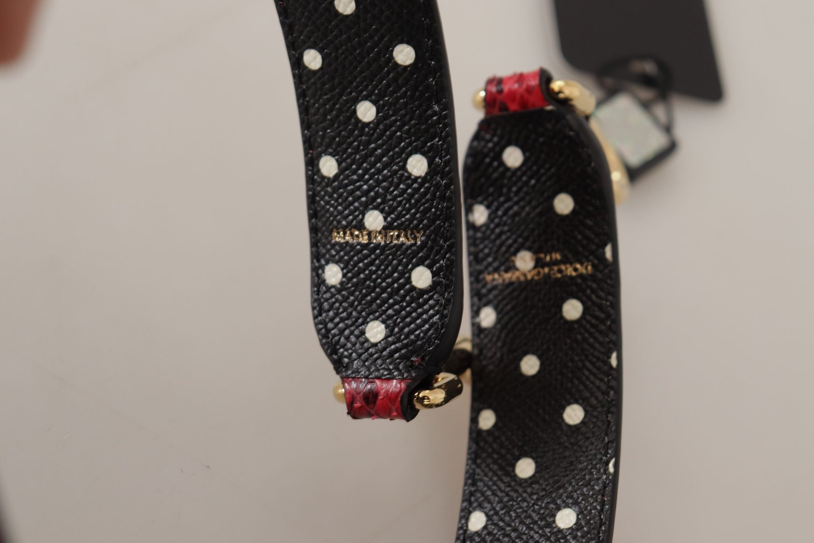 Dolce & Gabbana Red Python Leather Crystals Reversible Shoulder Strap - Image 4