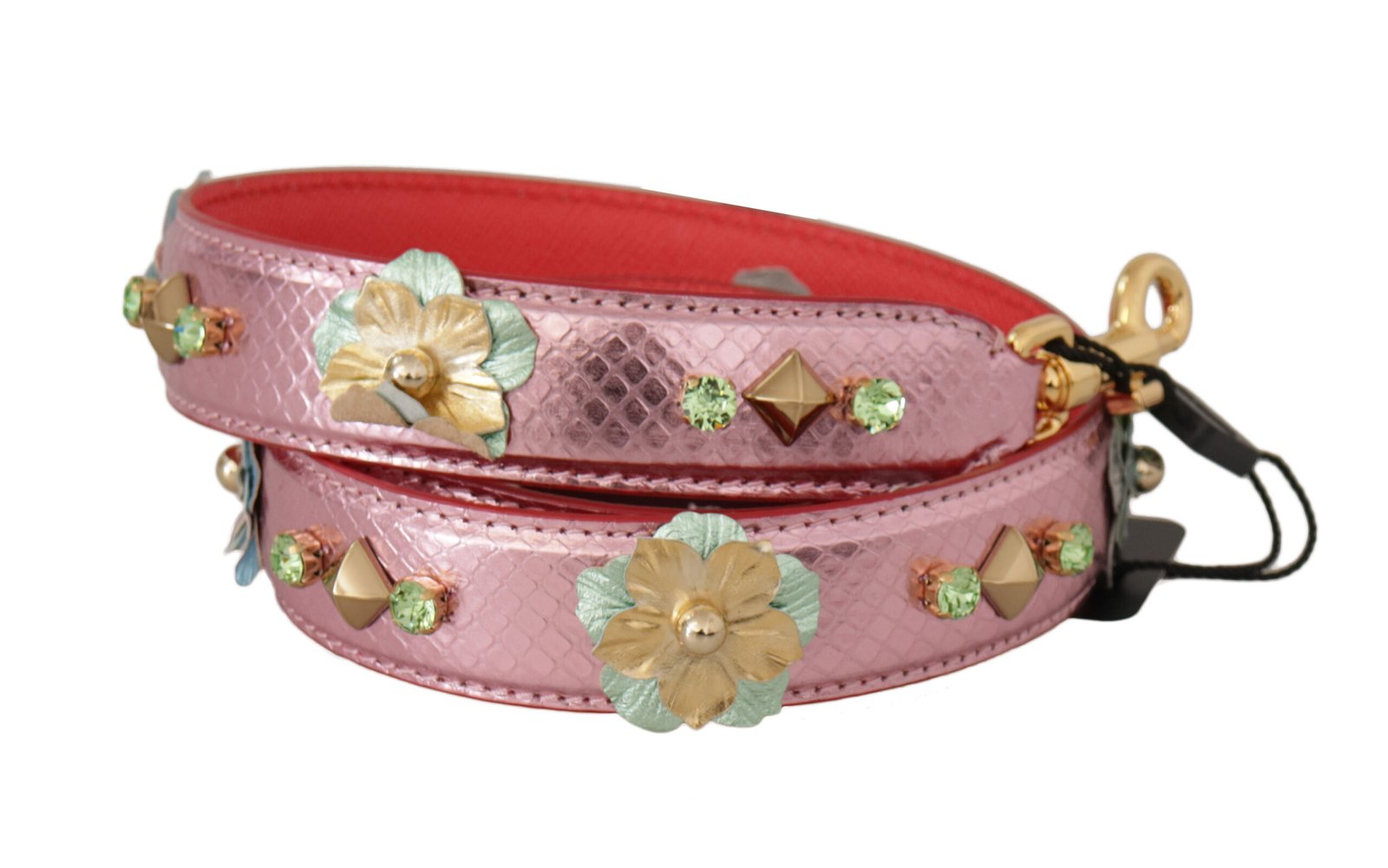 Dolce & Gabbana Metallic Pink Leather Studded Shoulder Strap - Image 2