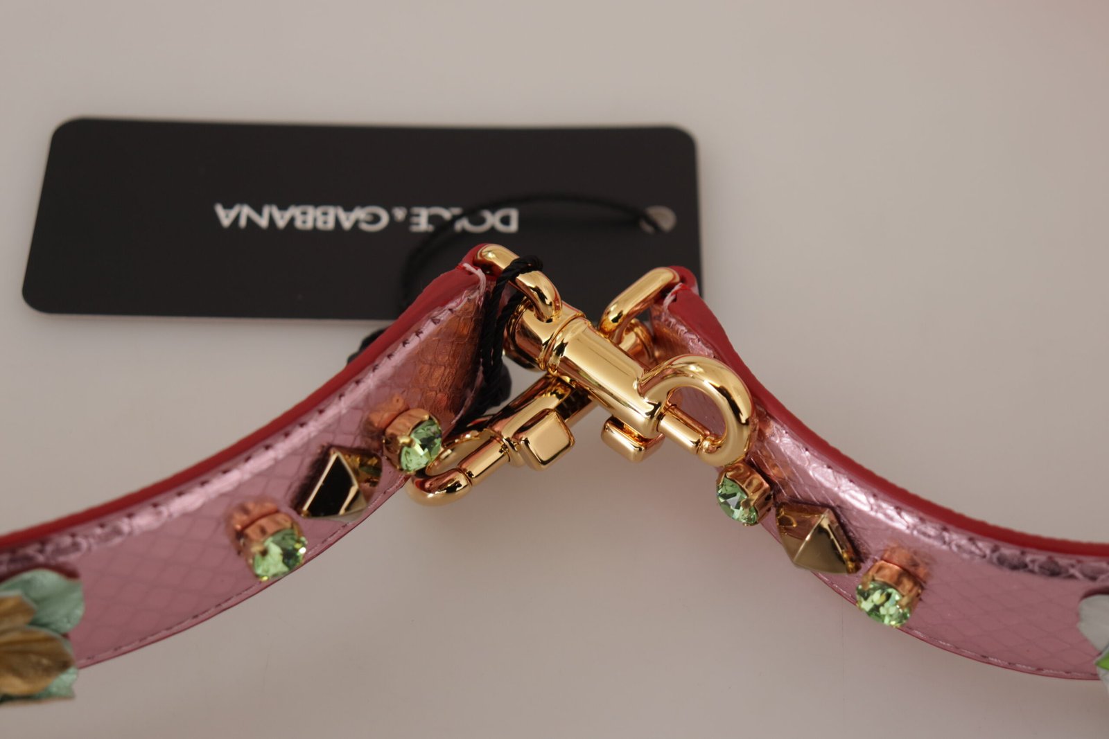 Dolce & Gabbana Metallic Pink Leather Studded Shoulder Strap - Image 3