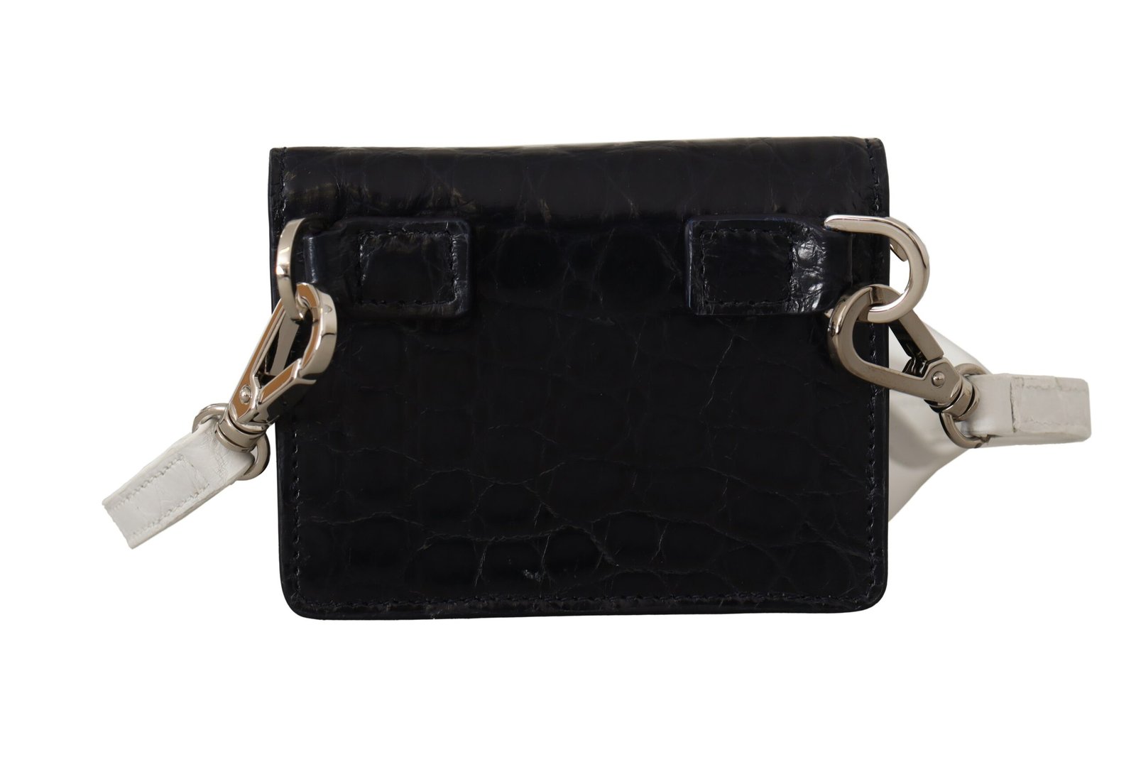 Dolce & Gabbana Blue White Caiman Leather Strap Card Holder Wallet - Image 3