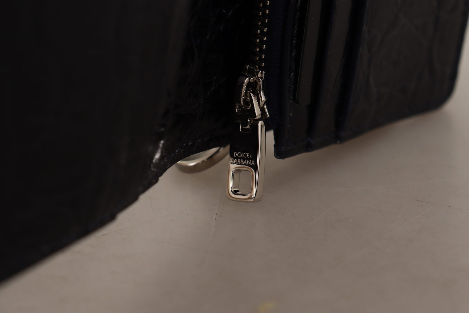 Dolce & Gabbana Blue White Caiman Leather Strap Card Holder Wallet - Image 6
