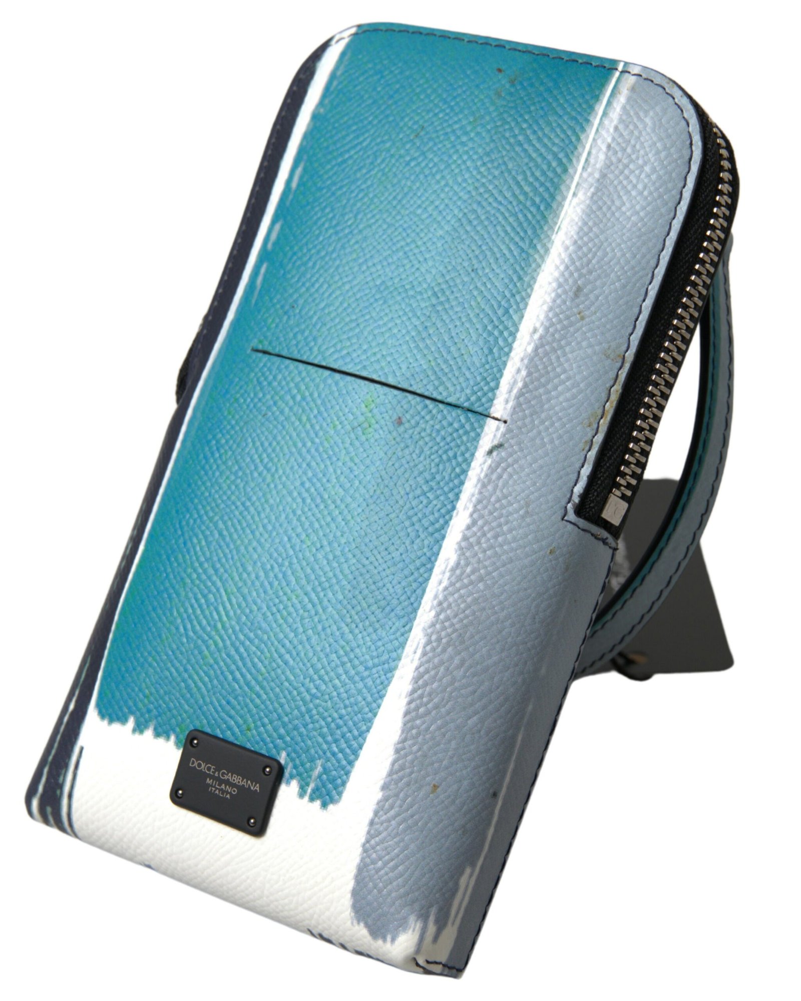 Dolce & Gabbana Blue Leather Purse Crossbody Sling Phone Bag Unisex - Image 3