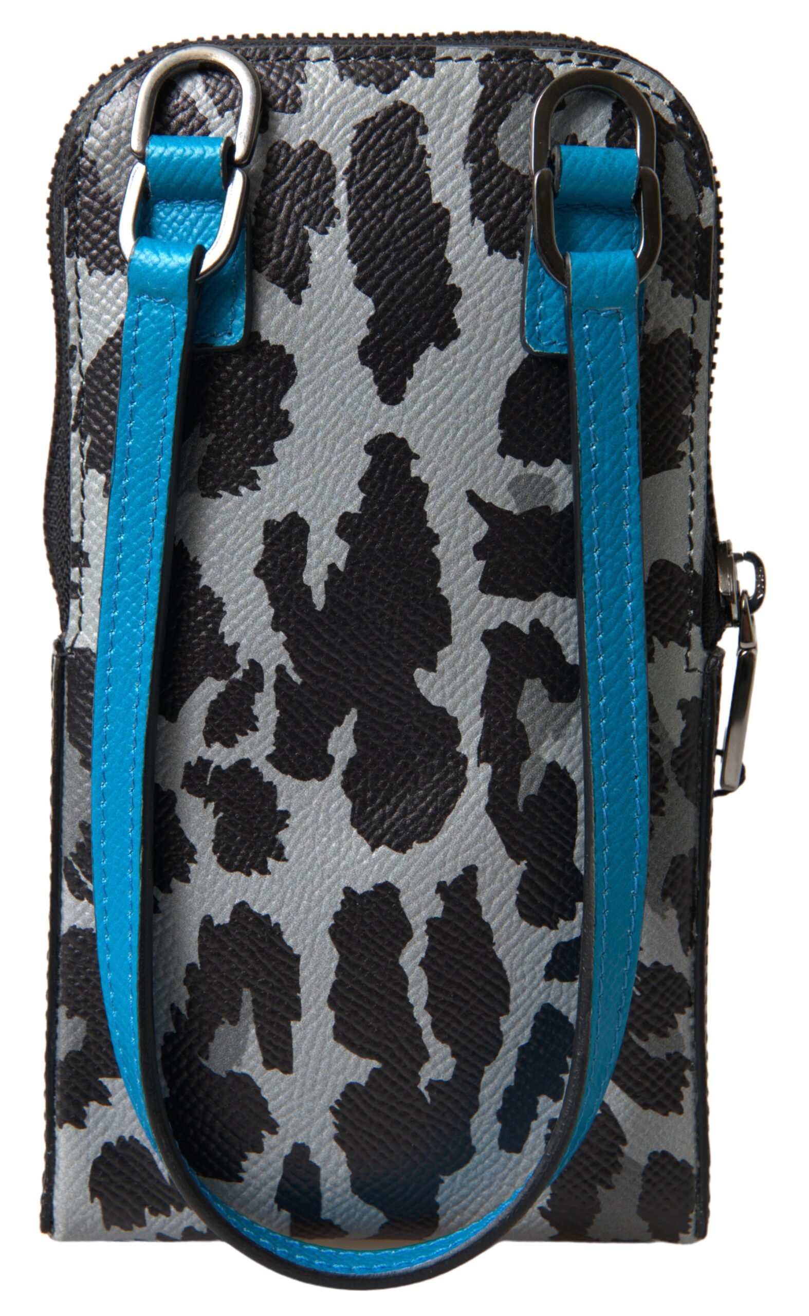 Dolce & Gabbana Gray Leopard Leather Men Purse Crossbody Sling Phone Bag - Image 4