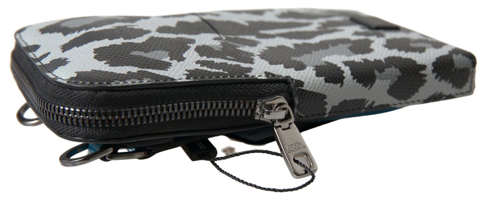 Dolce & Gabbana Gray Leopard Leather Men Purse Crossbody Sling Phone Bag - Image 5