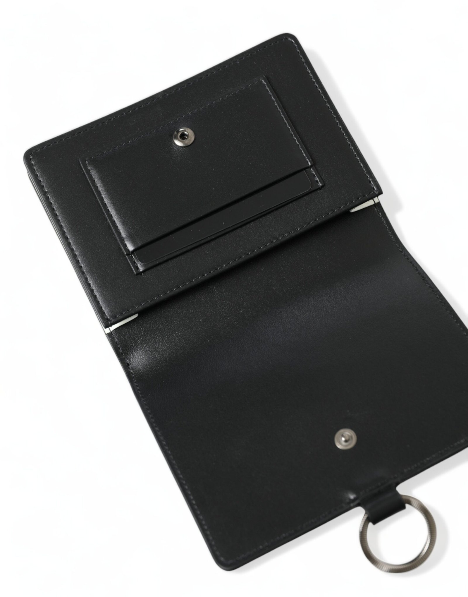 Dolce & Gabbana Black Leather Crystal Embellished Card Holder Wallet - Image 6