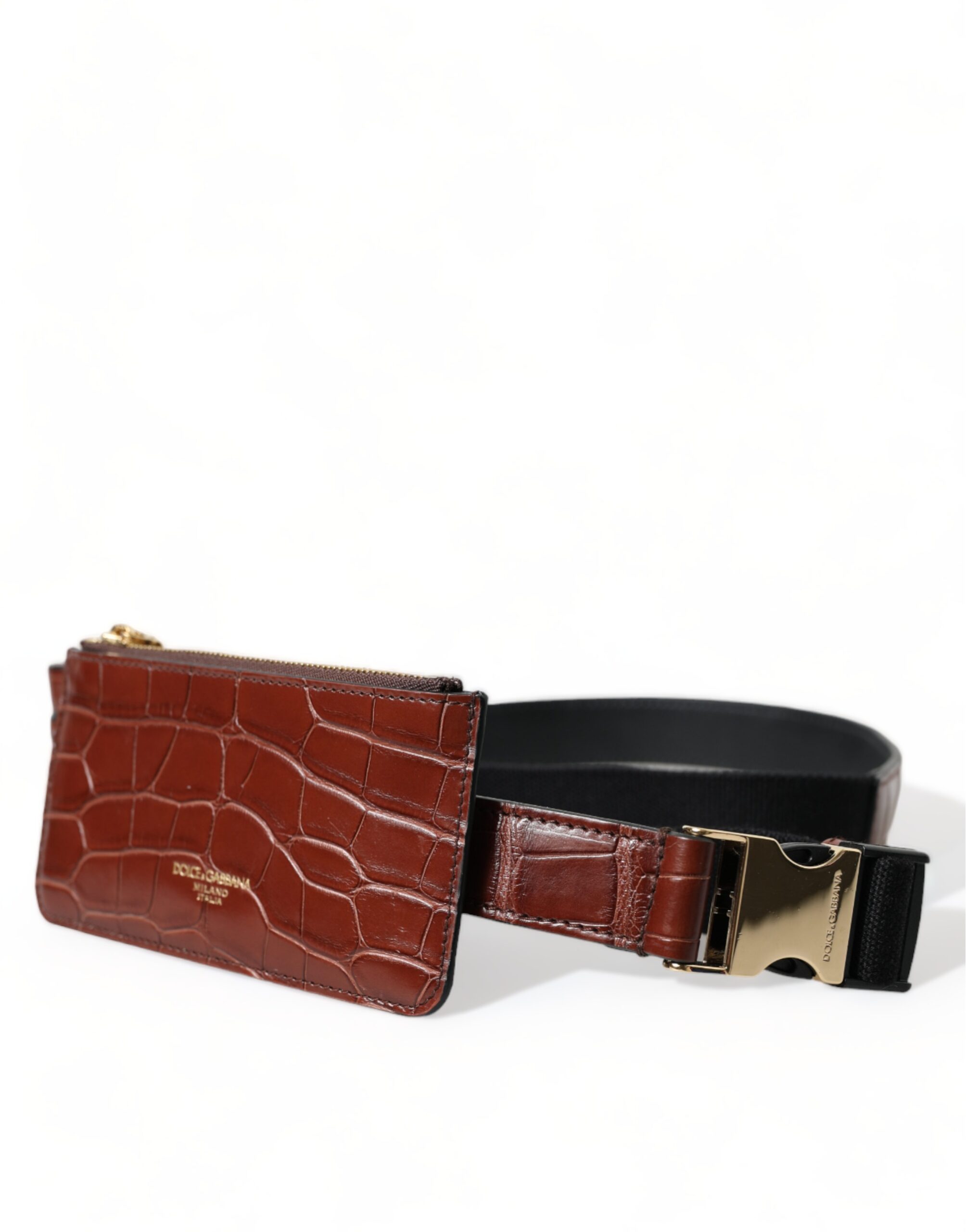 Dolce & Gabbana Brown Alligator Leather Airpods Case Coin Purse Wallet - Image 2