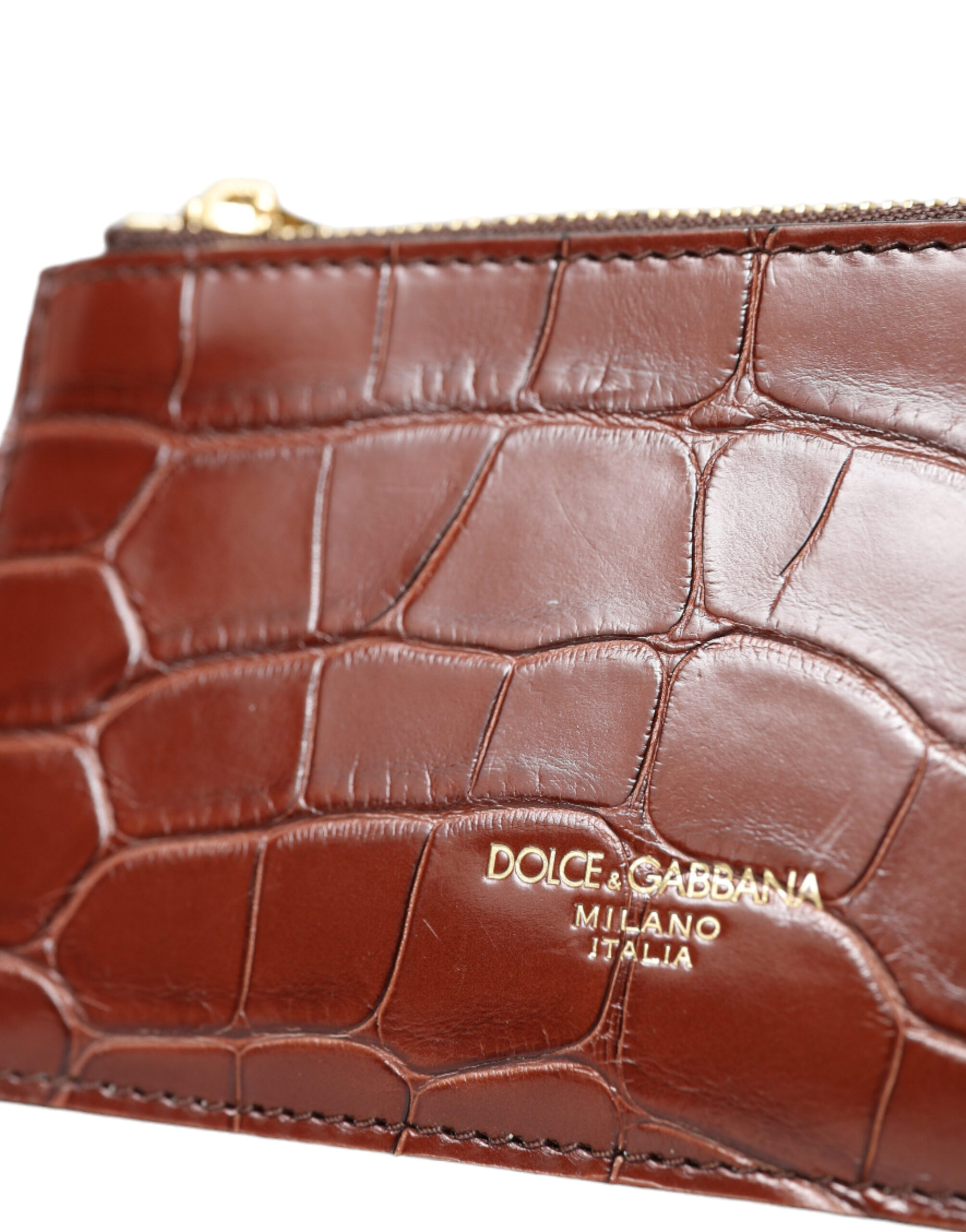 Dolce & Gabbana Brown Alligator Leather Airpods Case Coin Purse Wallet - Image 3