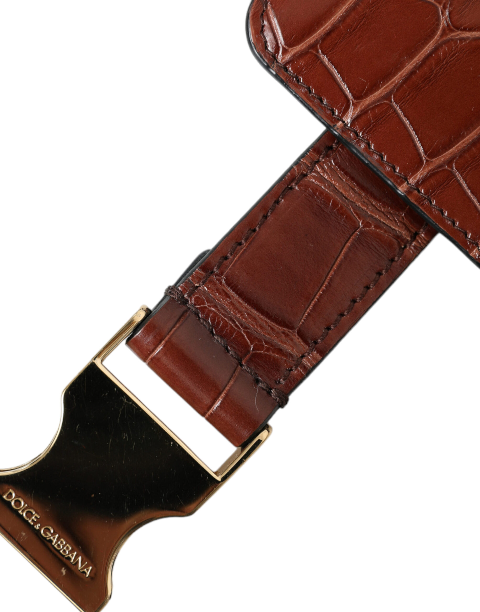 Dolce & Gabbana Brown Alligator Leather Airpods Case Coin Purse Wallet - Image 8